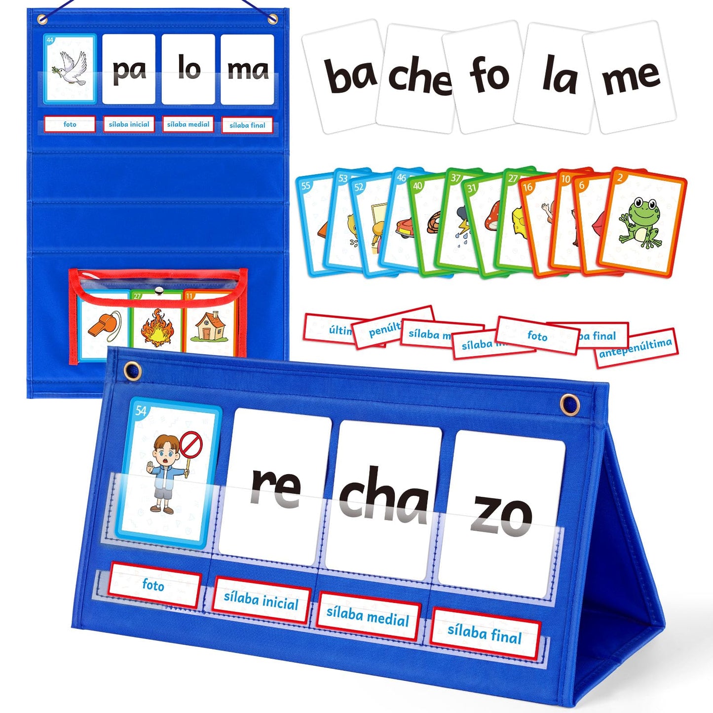 Torlam Spanish Word Building Pocket Chart for Kids – Vocabulary, Phonics & Reading Games