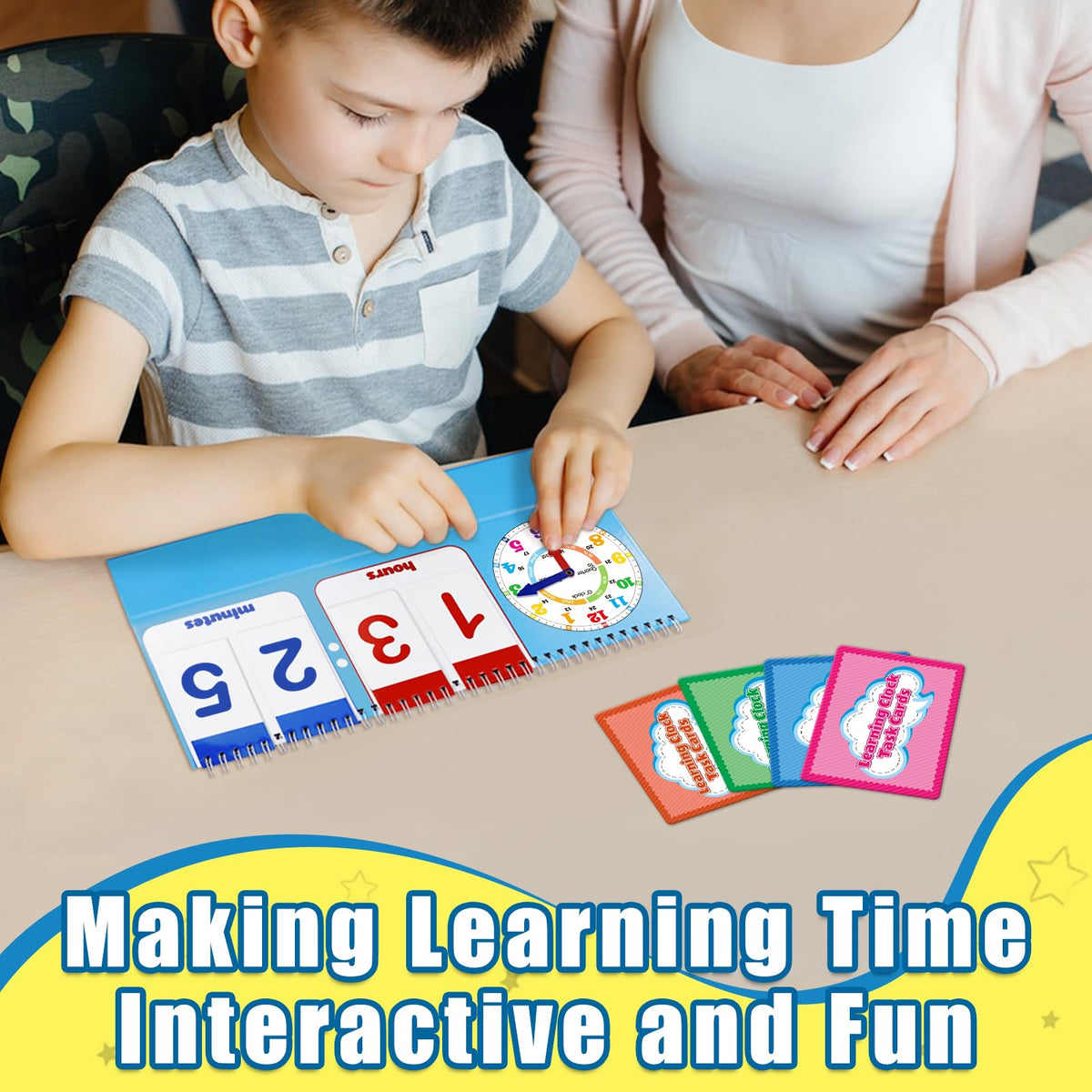 Torlam Learning Clock Flip Chart – Analog & Digital Time Teaching for Kids