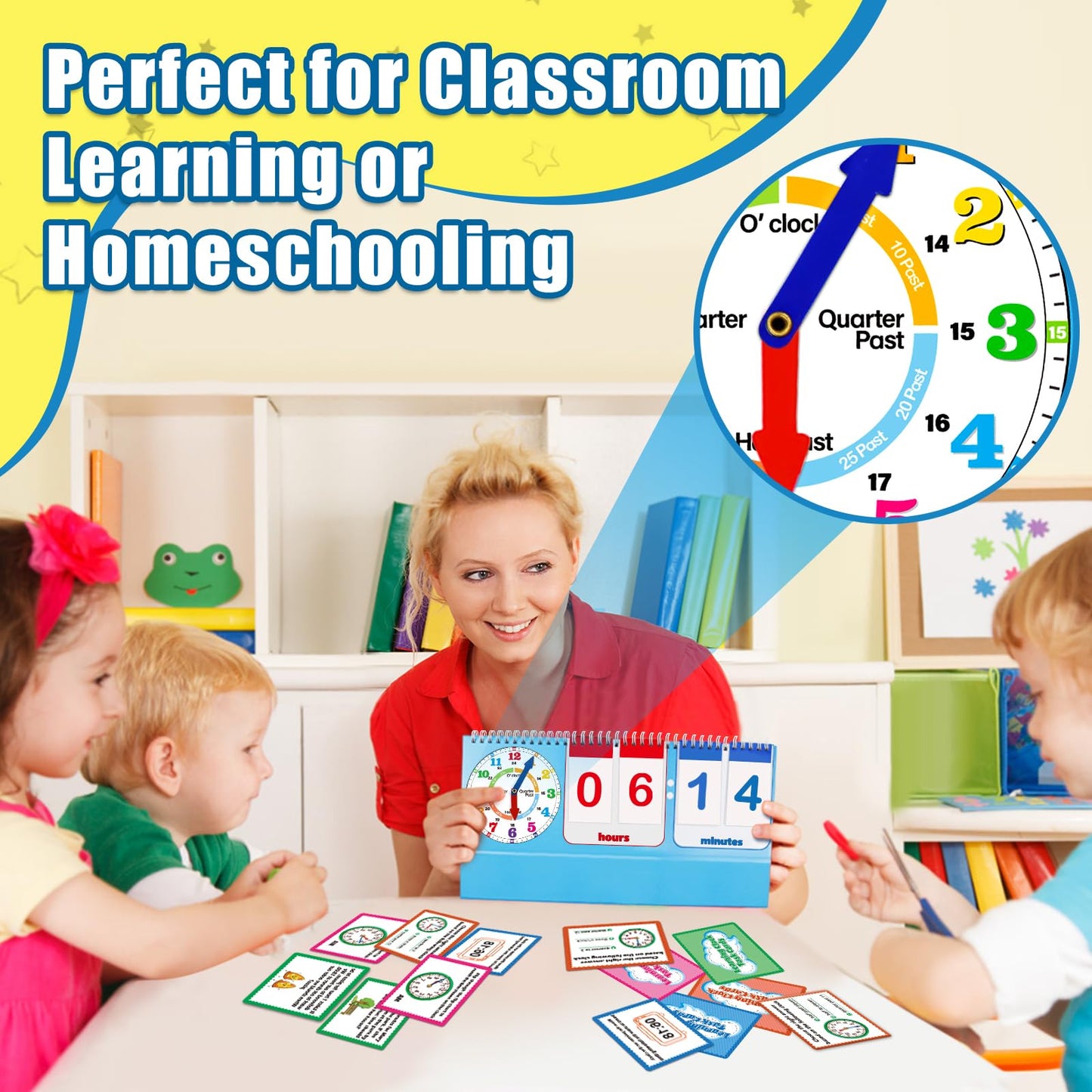 Torlam Learning Clock Flip Chart – Analog & Digital Time Teaching for Kids