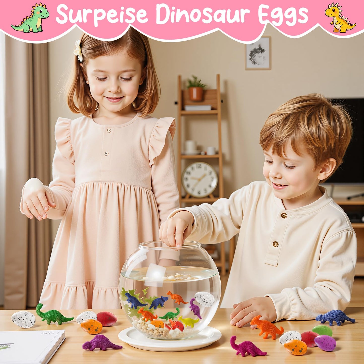 TORONTOKYO 28-Pack Hatching Dino Eggs with Valentines Cards for Kids – Classroom Favors & Party Gifts