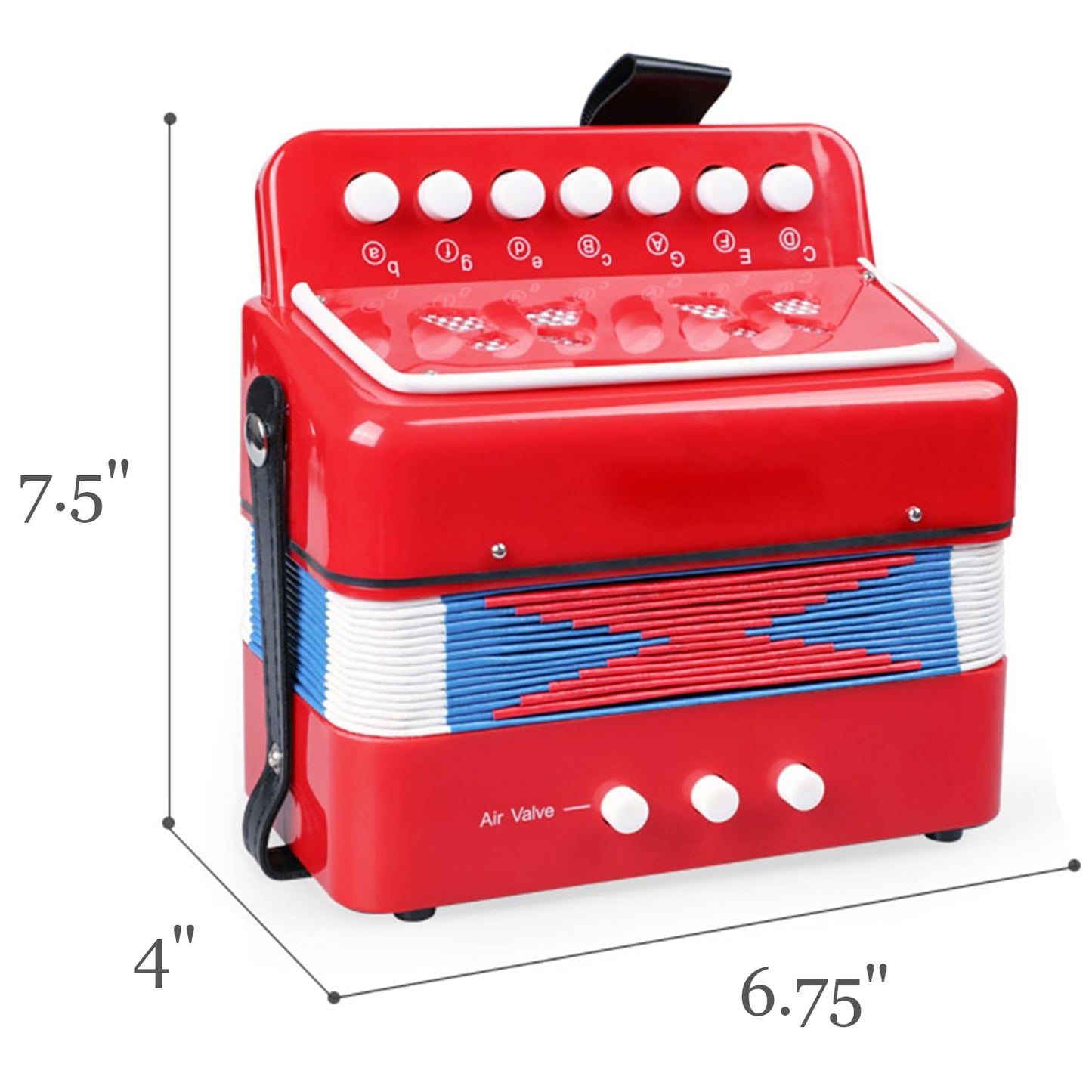 Tosnail Small Accordion – 10 Keys for Beginners, Portable Red