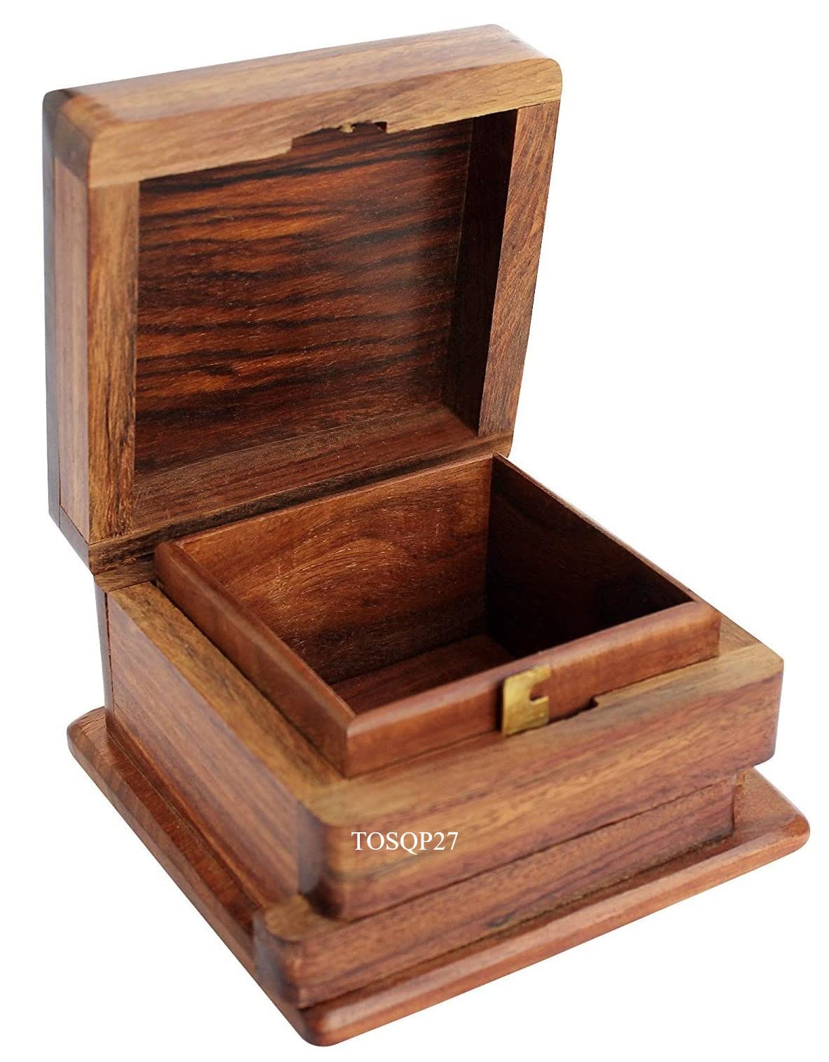 TOSQP27 Secret Box Brainteaser Puzzle Case – Rosewood Gift & Storage Organizer