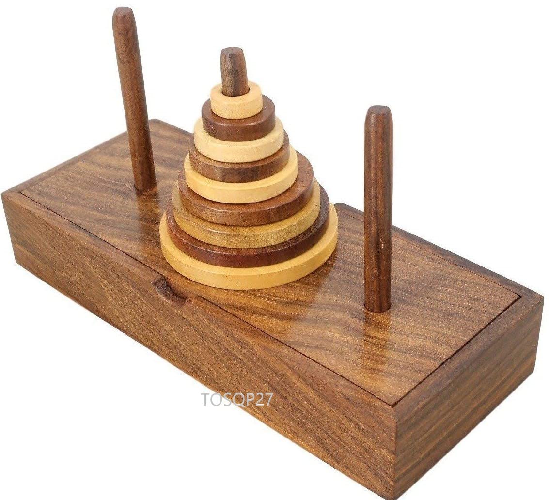 Tower of Hanoi Puzzle Gift – Premium Rosewood Brain Teaser by TOSQP27