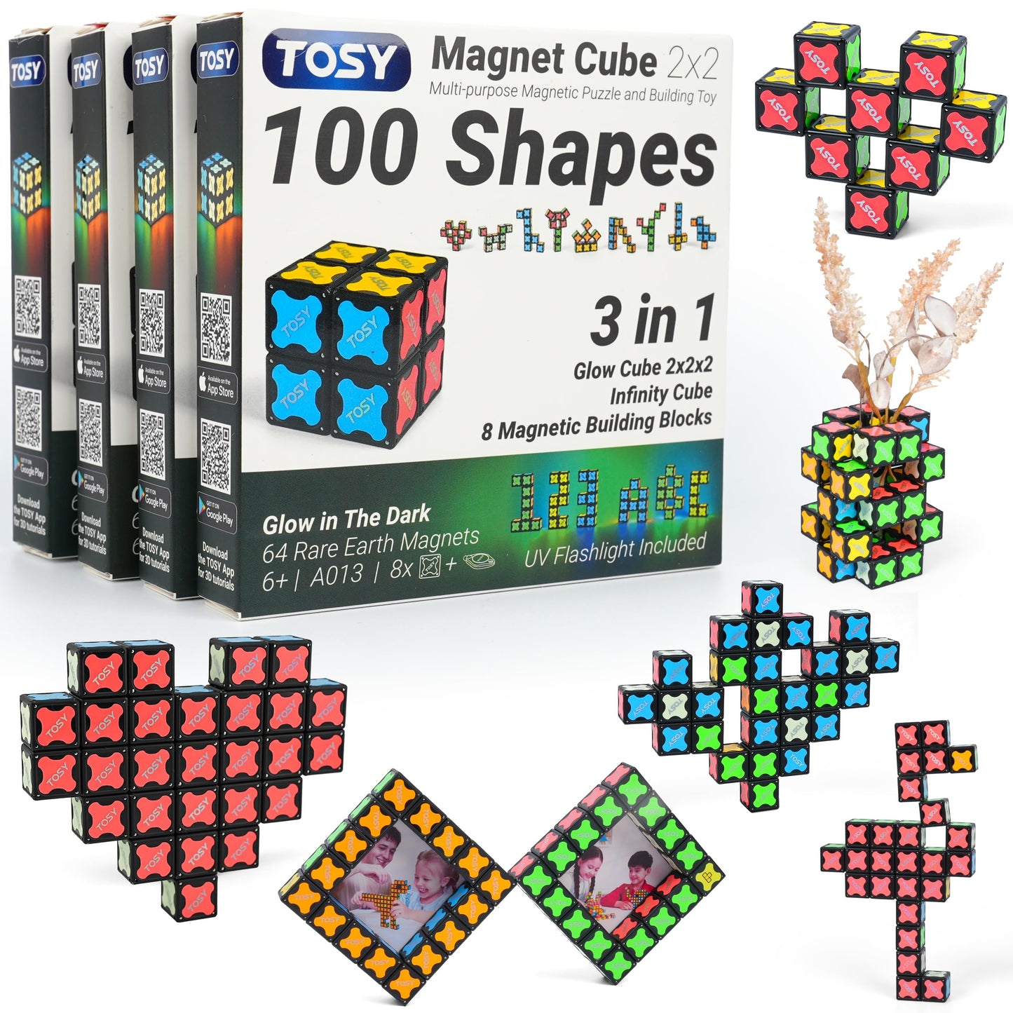 TOSY Magnet Cube 2x2 – 8-Block Magnetic Puzzle & Customizable Infinity Cube