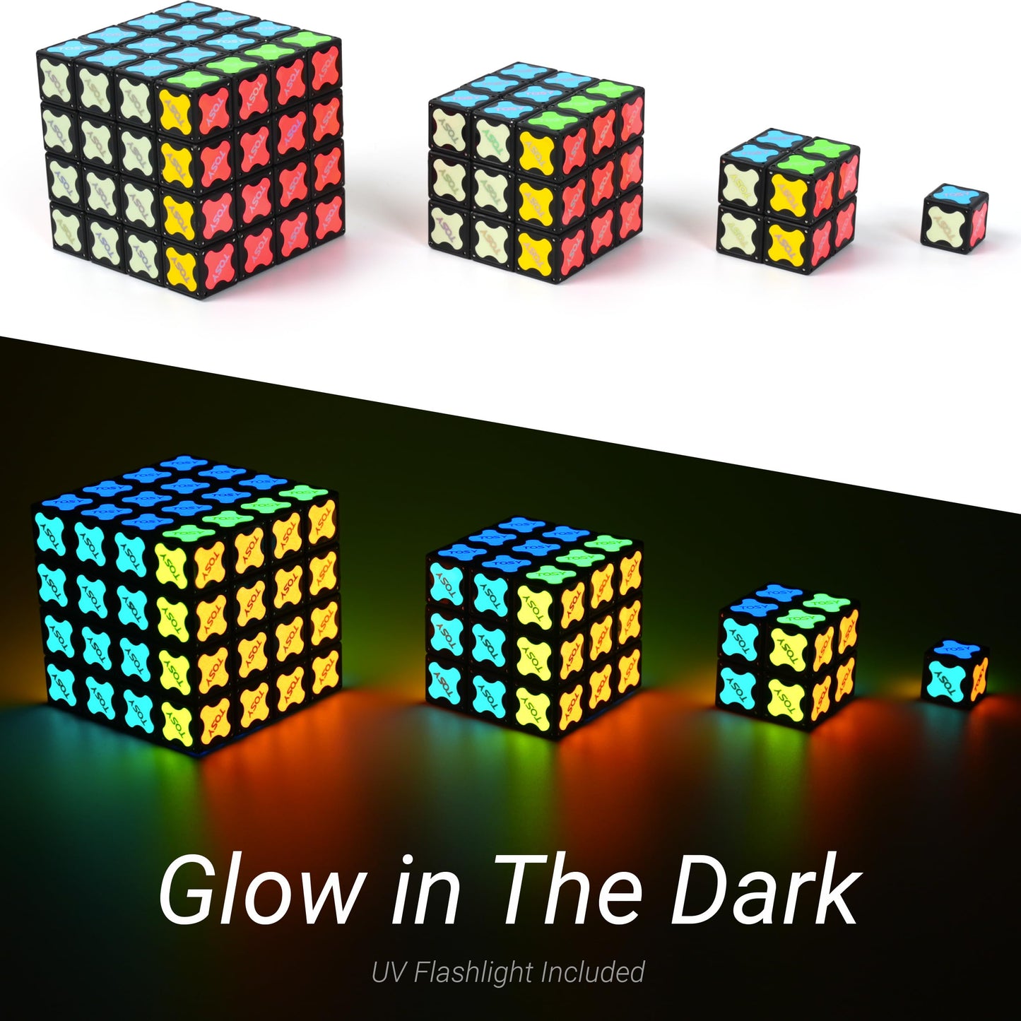 TOSY Magnet Cube 2x2 – Glow-in-the-Dark Infinity Cube & UV Flashlight STEM Toy
