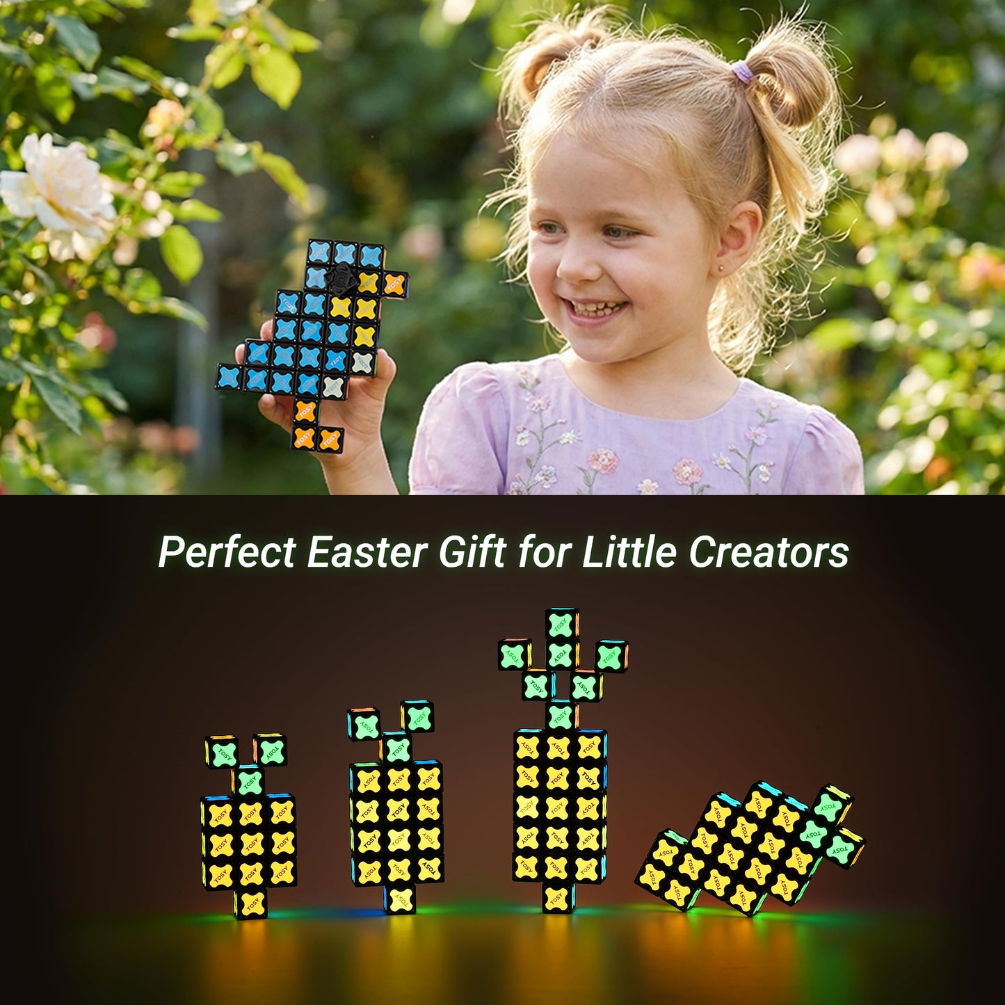 TOSY Magnet Cube 2x2 – Glow-in-the-Dark Magnetic Puzzle & Customizable Infinity Cube | STEM Toy