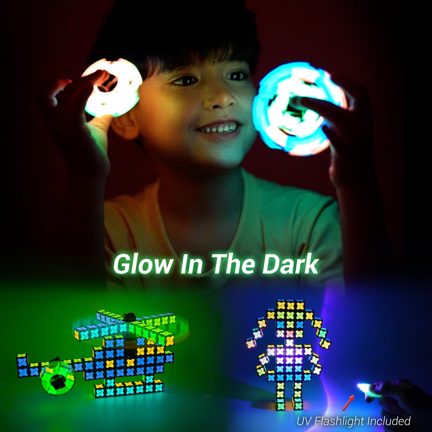 TOSY Magnet Cube 4x4 – 560 Magnets, 70 Blocks, Glow-in-the-Dark STEM Toy & Transformable Fidget Spinner