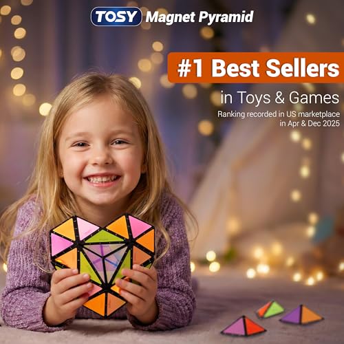 TOSY Magnet Pyramid Glow — 1 Cube Transforms Into 1 Billion Shapes (STEM Puzzle Toy)