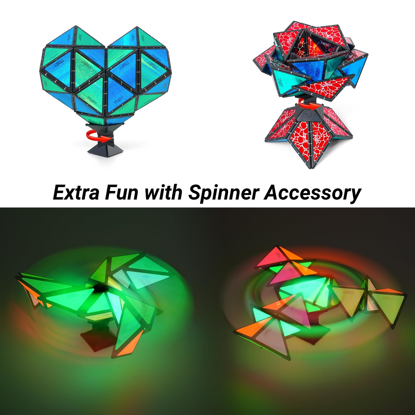 TOSY Magnet Pyramid Glow — 1 Cube Transforms Into 1 Billion Shapes (STEM Puzzle Toy)
