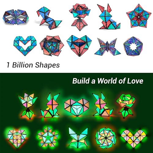 TOSY Magnet Pyramid Stone: 1 Cube to 1 Billion Shapes, 12 Pieces, 243 Magnets, Holographic Design