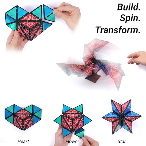 TOSY Magnet Pyramid Stone: 1 Cube to 1 Billion Shapes, 12 Pieces, 243 Magnets, Holographic Design