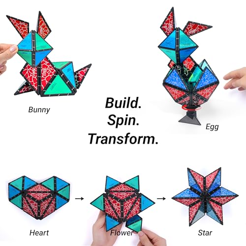 TOSY Magnet Pyramid Stone: 1 Cube to 1 Billion Shapes, 243 Magnets + Spinner