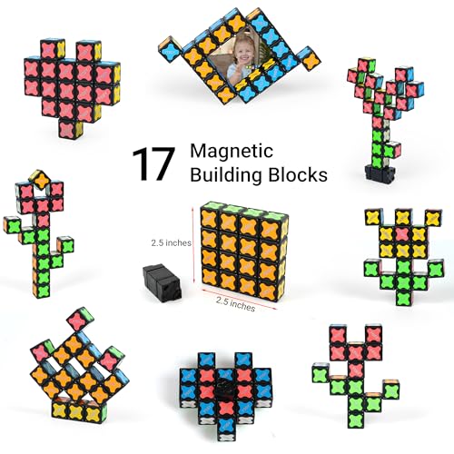 TOSY Magnet Fidget Spinner Glow - 16 Blocks, 3-in-1 Transformable Toy (2-Pack)