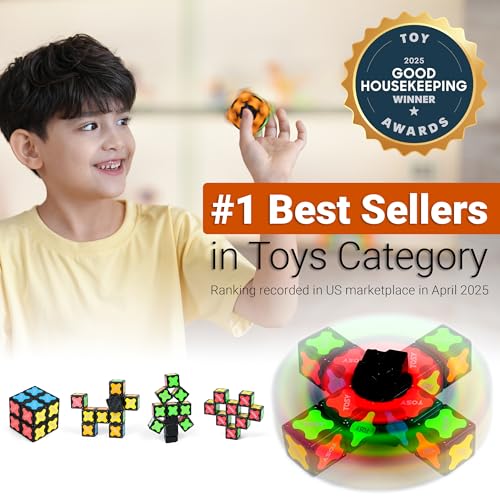 TOSY Magnet Fidget Spinner Mini – 8 Blocks, 3-in-1 Transformable Toy (4-Pack)