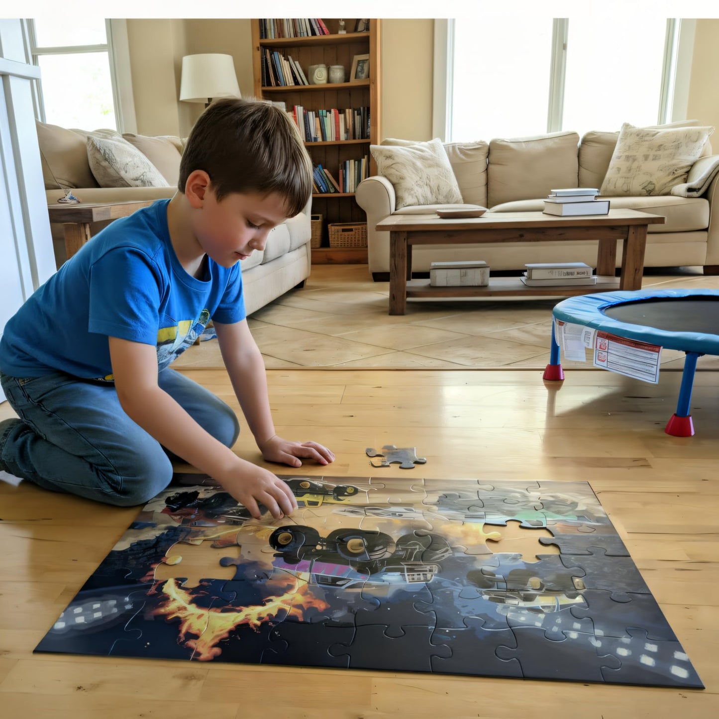 Tot Dojo Monster Truck Rally Jumbo Floor Puzzle – 48 Large Pieces, 3ft x 2ft