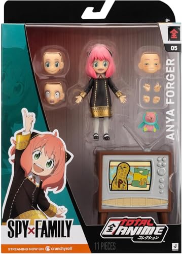 Total Anime Anya Forger 6.5-Inch Figure | Swappable Faces, Hands & TV Set