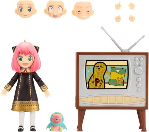 Total Anime Anya Forger 6.5-Inch Figure | Swappable Faces, Hands & TV Set
