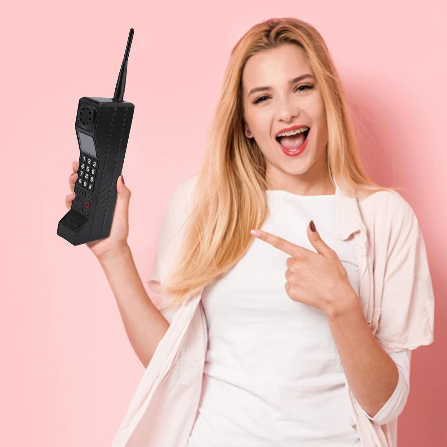TOTITOM Retro Brick Cell Phone Ornament – 80s/90s Vintage Phone Model (Black)
