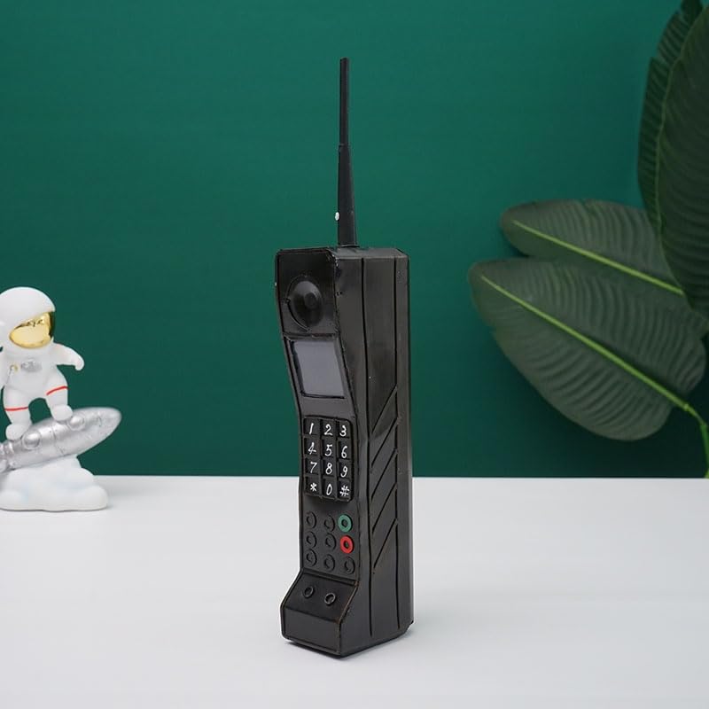 TOTITOM Retro Brick Cell Phone Ornament – 80s/90s Vintage Phone Model (Black)