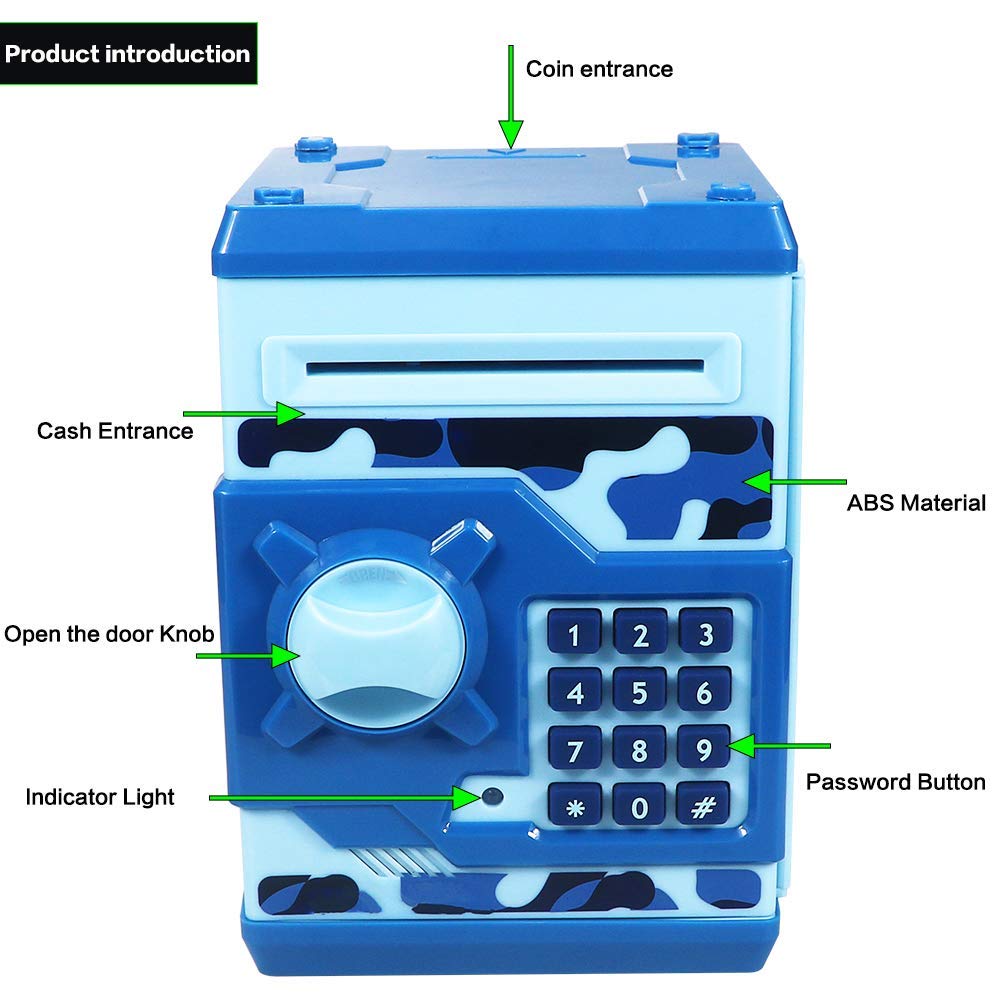 Totola Piggy Bank: Electronic Mini ATM for Kids – Safe Coin Saving Box with Password Lock (Camouflage)