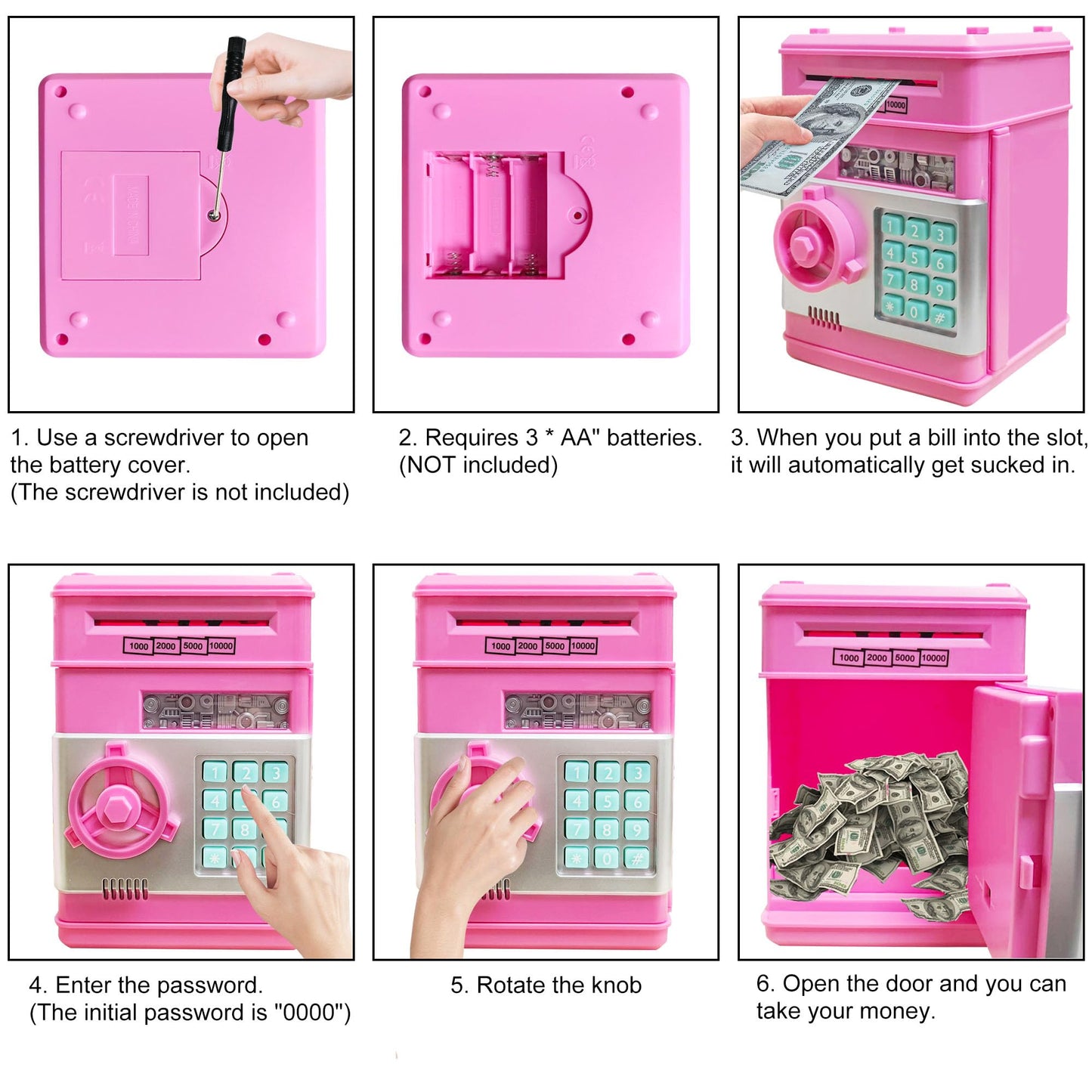 Totola Piggy Bank Electronic Mini ATM for Kids - Safe Password Lock & Coin Savings
