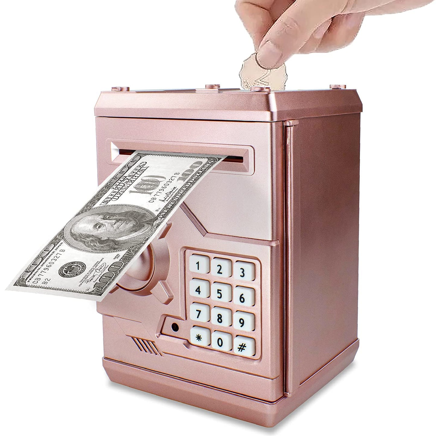 Totola Piggy Bank Electronic Mini ATM for Kids – Rose Gold with Password Lock