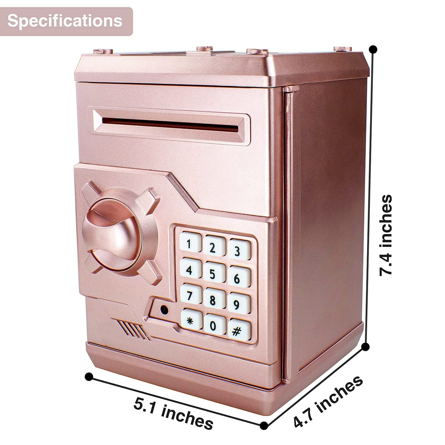 Totola Piggy Bank Electronic Mini ATM for Kids – Rose Gold with Password Lock