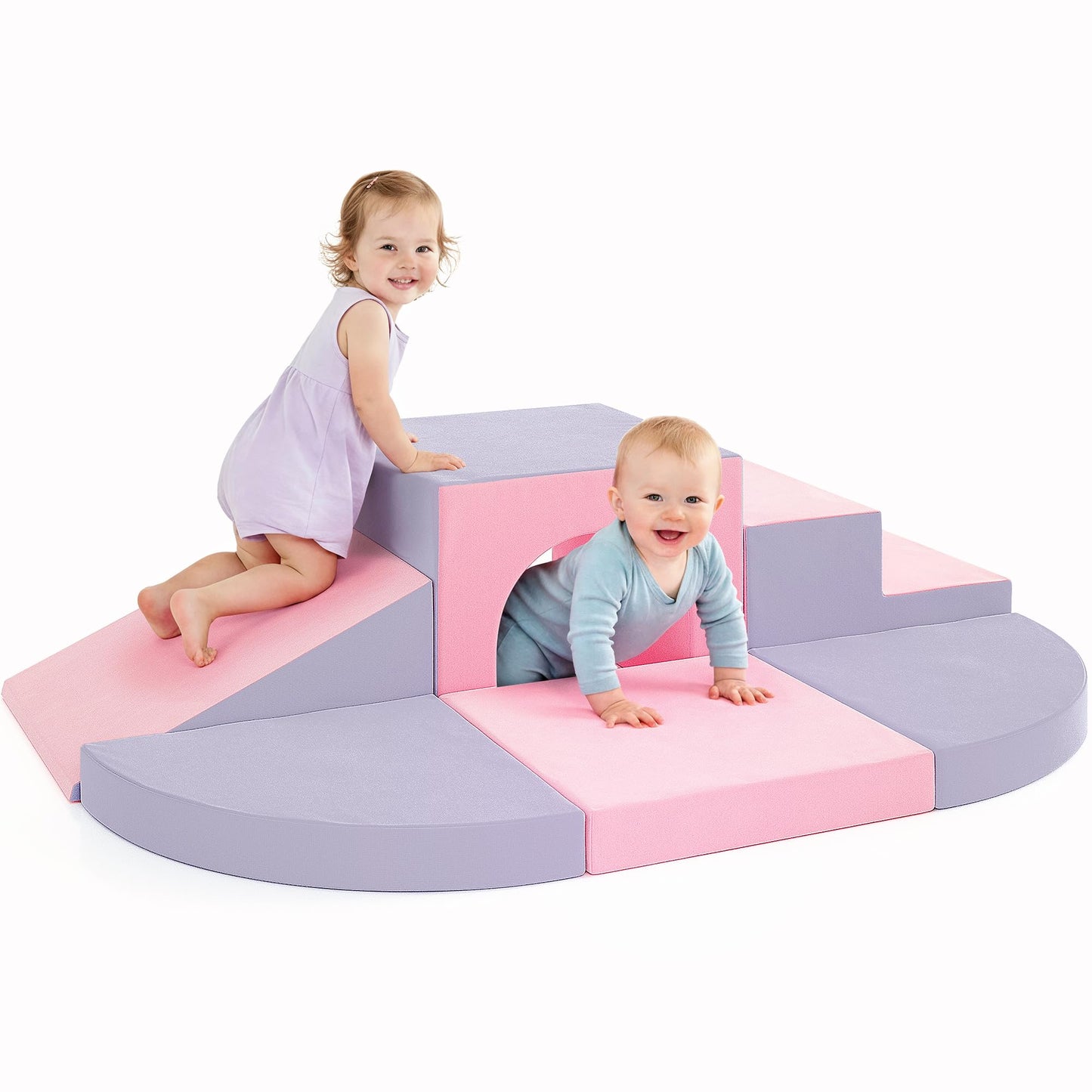 TOTPLAY 6-Piece Foam Climbing Blocks for Toddlers – Indoor Soft Play Set (Pink & Purple)