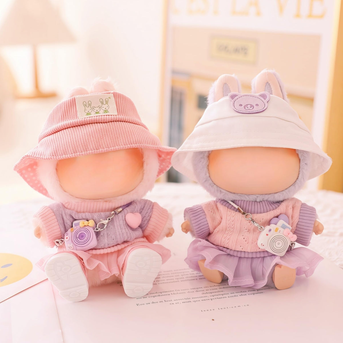 TOU-BEGUIN 17cm Lu Bubu Doll Outfit Set – 5-Piece Kawaii Pink Accessories