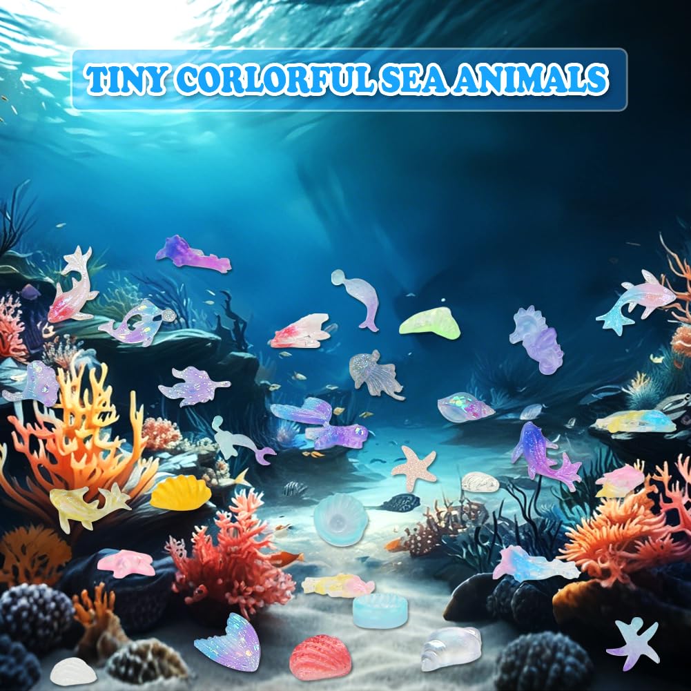 TOUCH TOP 200 Pcs Mini Resin Ocean Animals – Tiny Sea Creature Figurines for DIY Crafts, Fairy Gardens & Dollhouses
