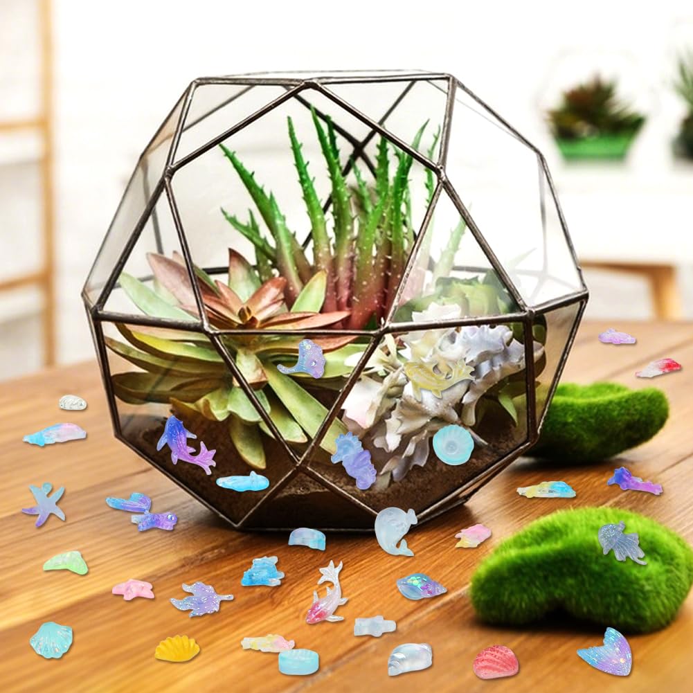 TOUCH TOP 200 Pcs Mini Resin Ocean Animals – Tiny Sea Creature Figurines for DIY Crafts, Fairy Gardens & Dollhouses