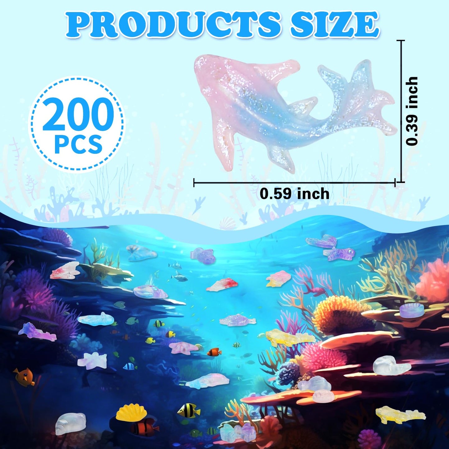 TOUCH TOP 200 Pcs Mini Resin Ocean Animals – Tiny Sea Creature Figurines for DIY Crafts, Fairy Gardens & Dollhouses