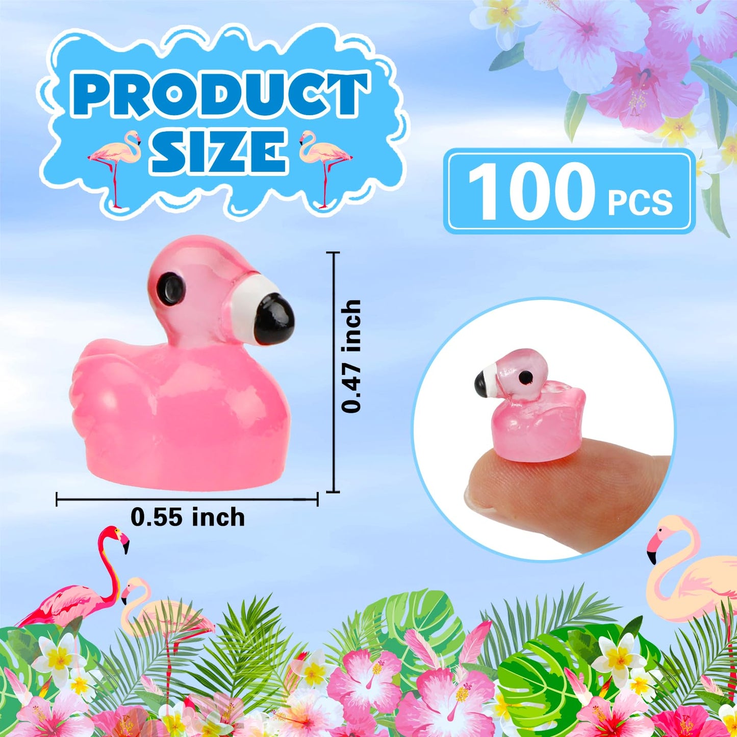 Touch Top 100 Pcs Luminous Mini Resin Flamingo Ducks – Glow in the Dark Tiny Figures