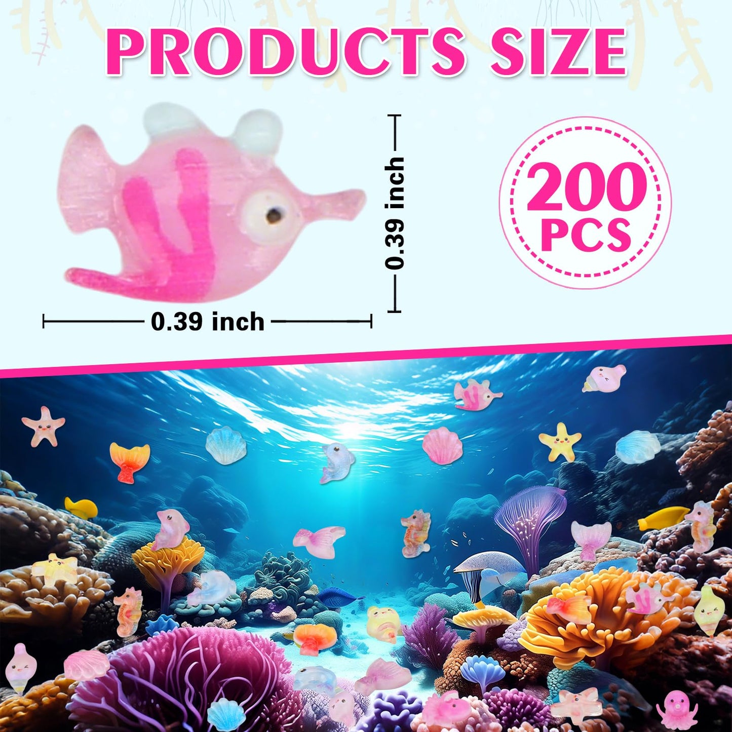 TOUCH TOP Ocean Mini Resin Animals – 200 Pc Sea Creature Figurines for Dollhouses & Fairy Gardens