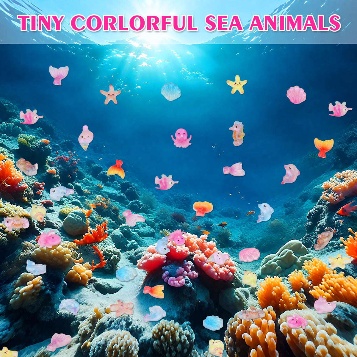 TOUCH TOP Ocean Mini Resin Animals – 200 Pc Sea Creature Figurines for Dollhouses & Fairy Gardens