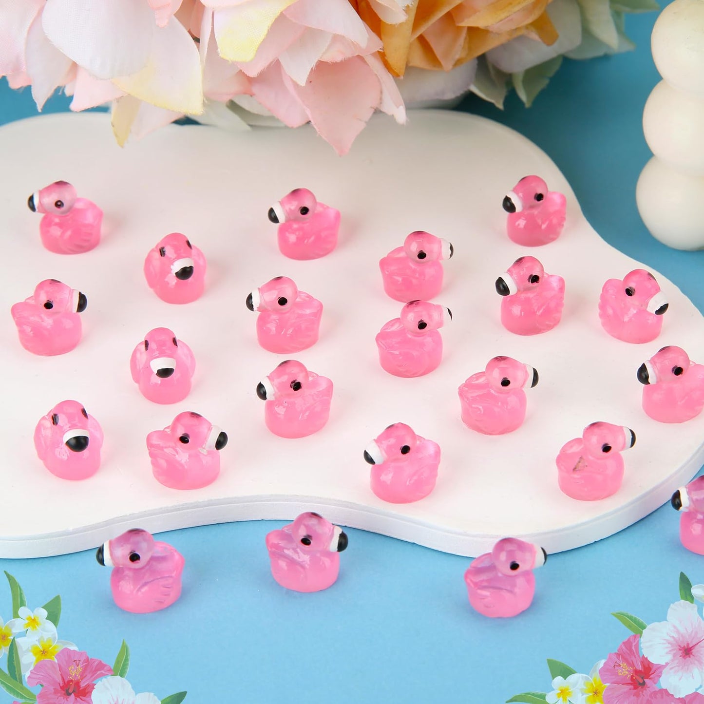 Touch Top 100 Pcs Luminous Mini Resin Flamingo Ducks – Glow in the Dark Tiny Figures