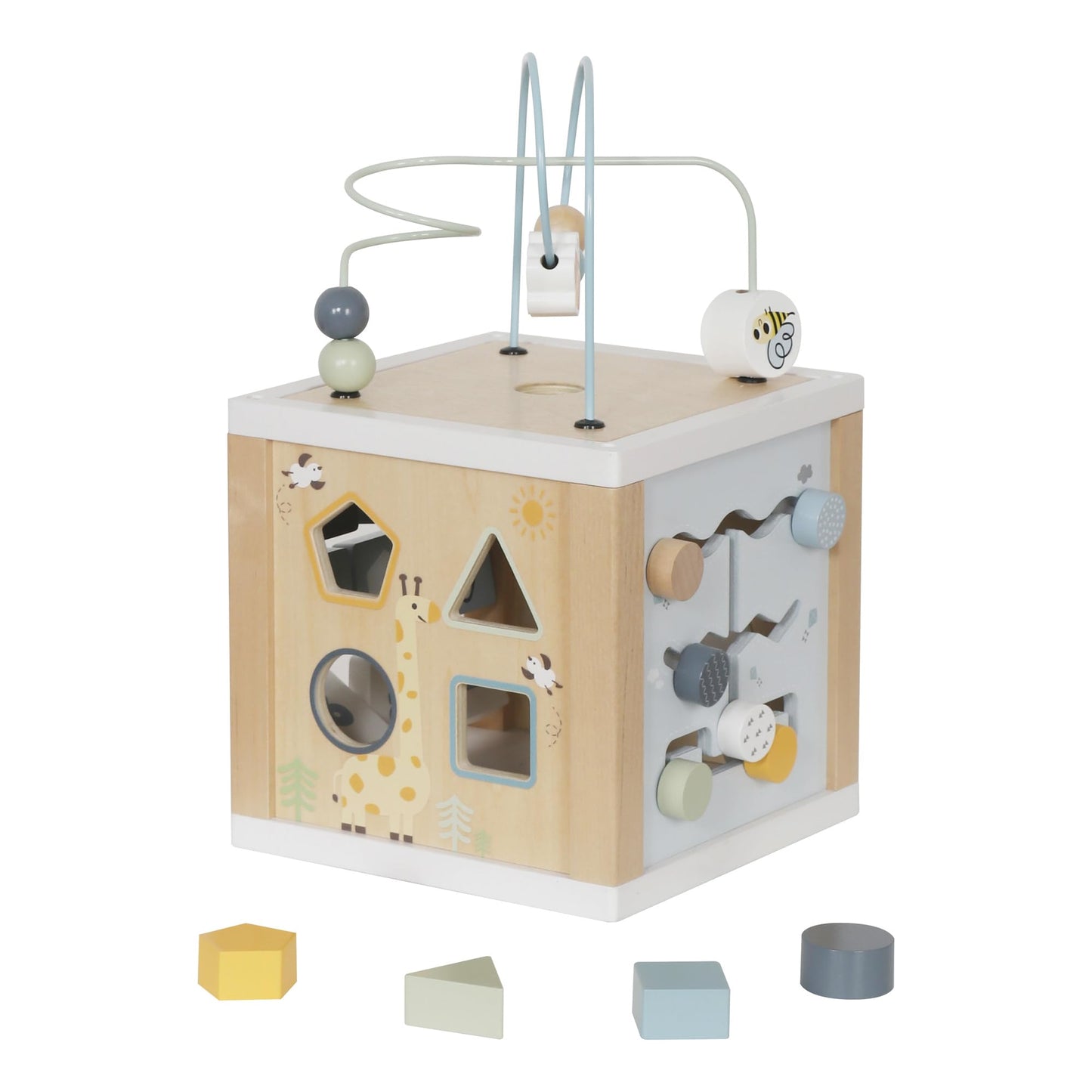 Touch Us Wooden Activity Cube 6-in-1 Montessori Toy for 1+ Year Olds | Bead Maze, Shape Sorter, Mirror & Gears