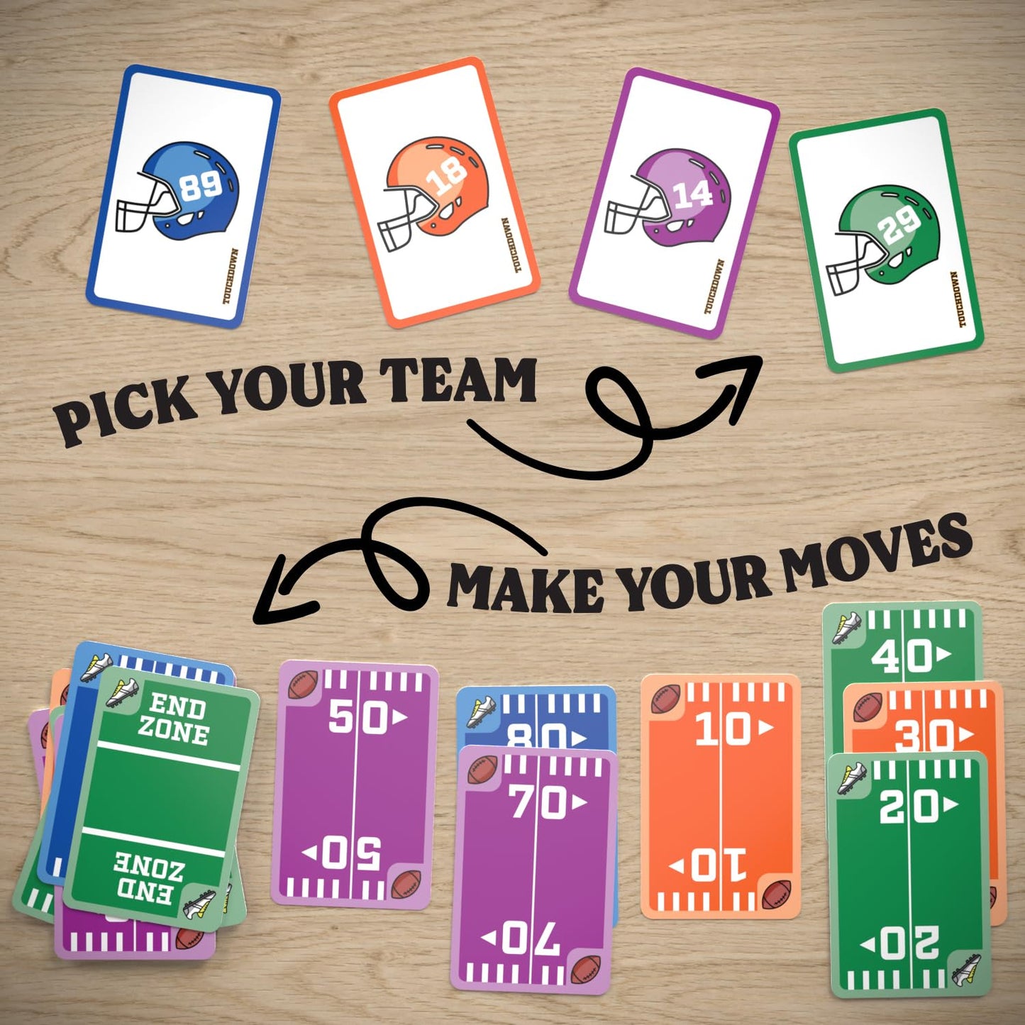 TOUCHDOWN The Card Game – Fast-Paced Football Card Game for 2-4 Players, Easy to Learn