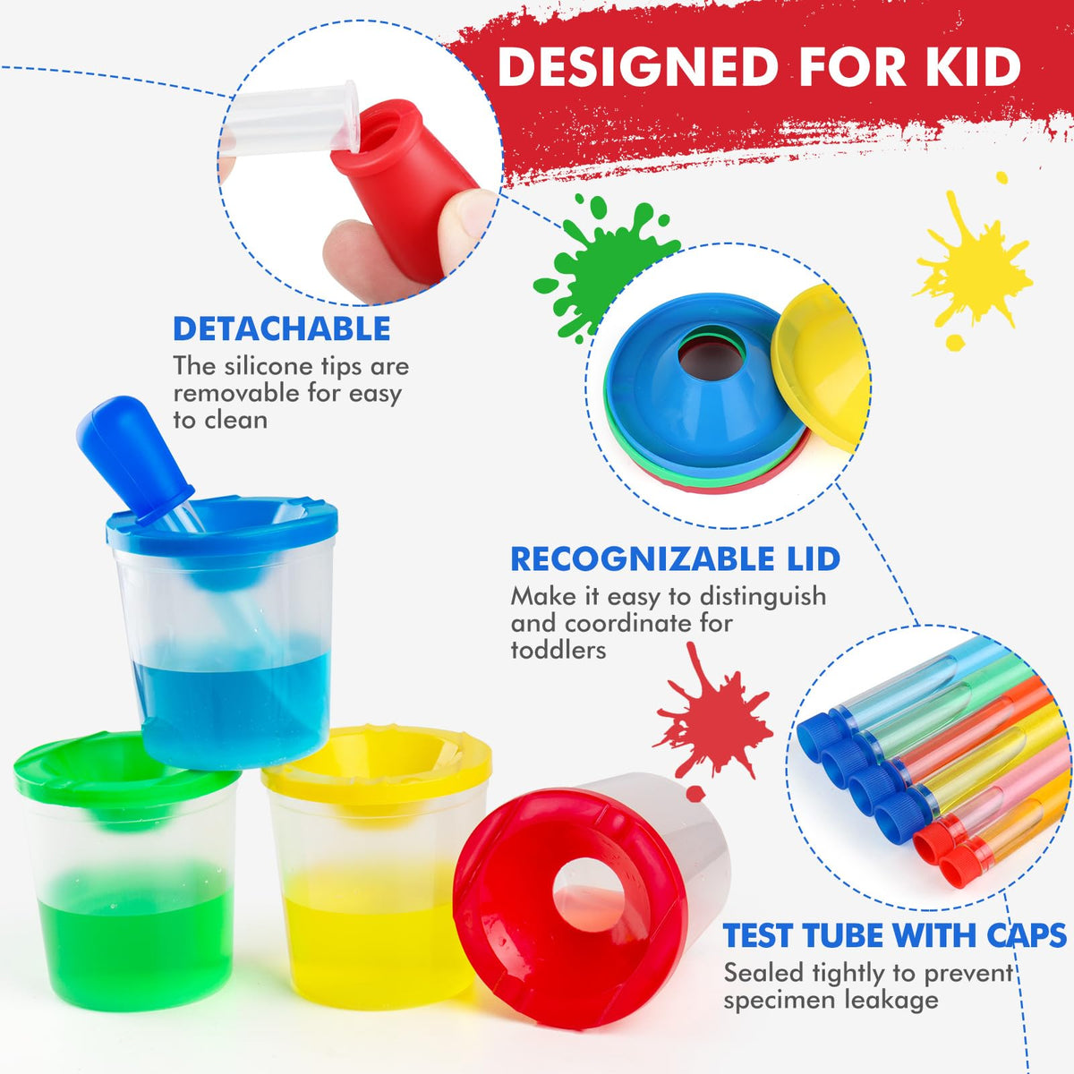 TOUHKAN Color Science Test Tubes with Droppers for Kids