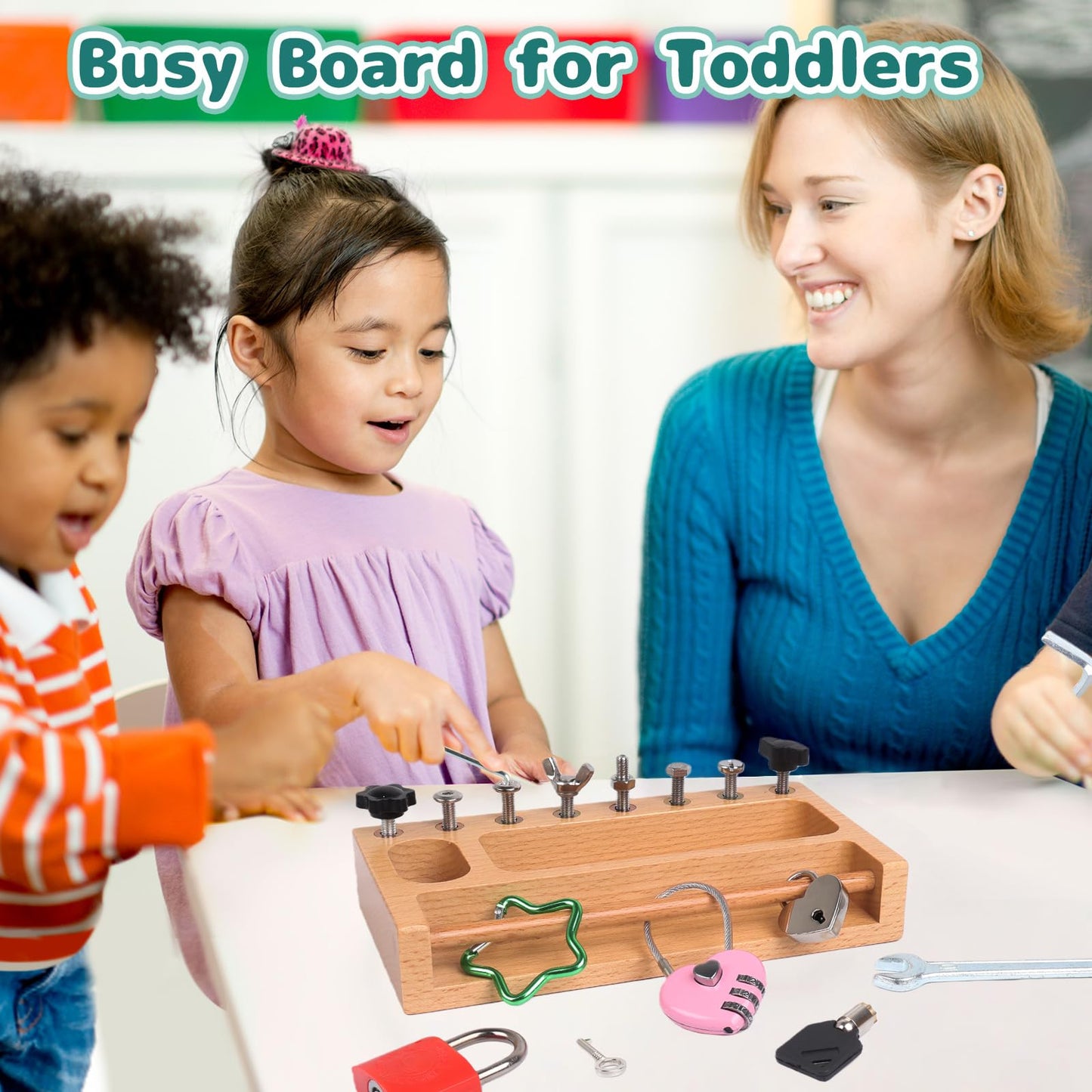 TOUHKAN Montessori Screwdriver Board Set – Lock & Key Toys for 3–5 Year Olds