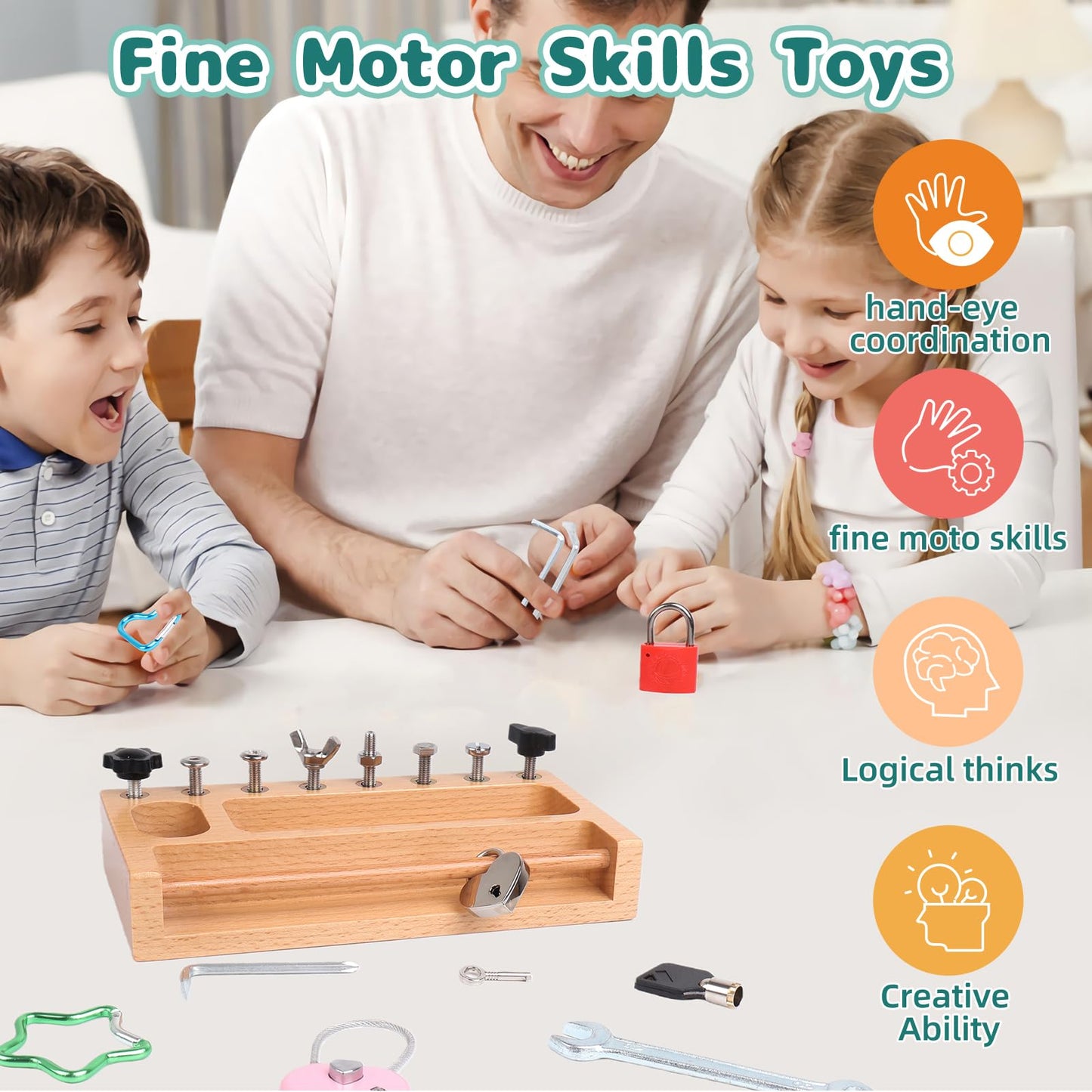 TOUHKAN Montessori Screwdriver Board Set – Lock & Key Toys for 3–5 Year Olds