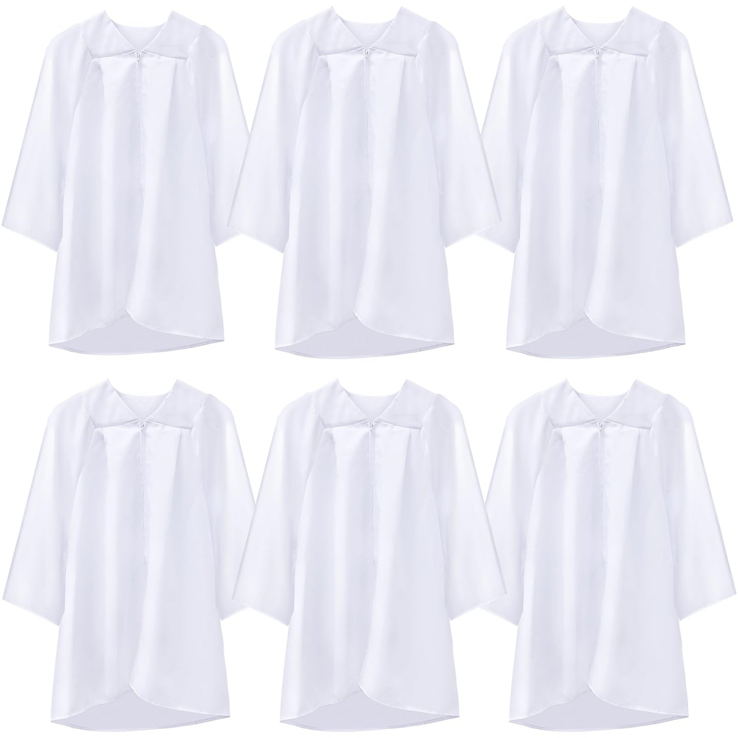 Toulite 6-Piece Kids Matte White Choir Robes Set | Unisex for Baptism, Church Events & Costumes