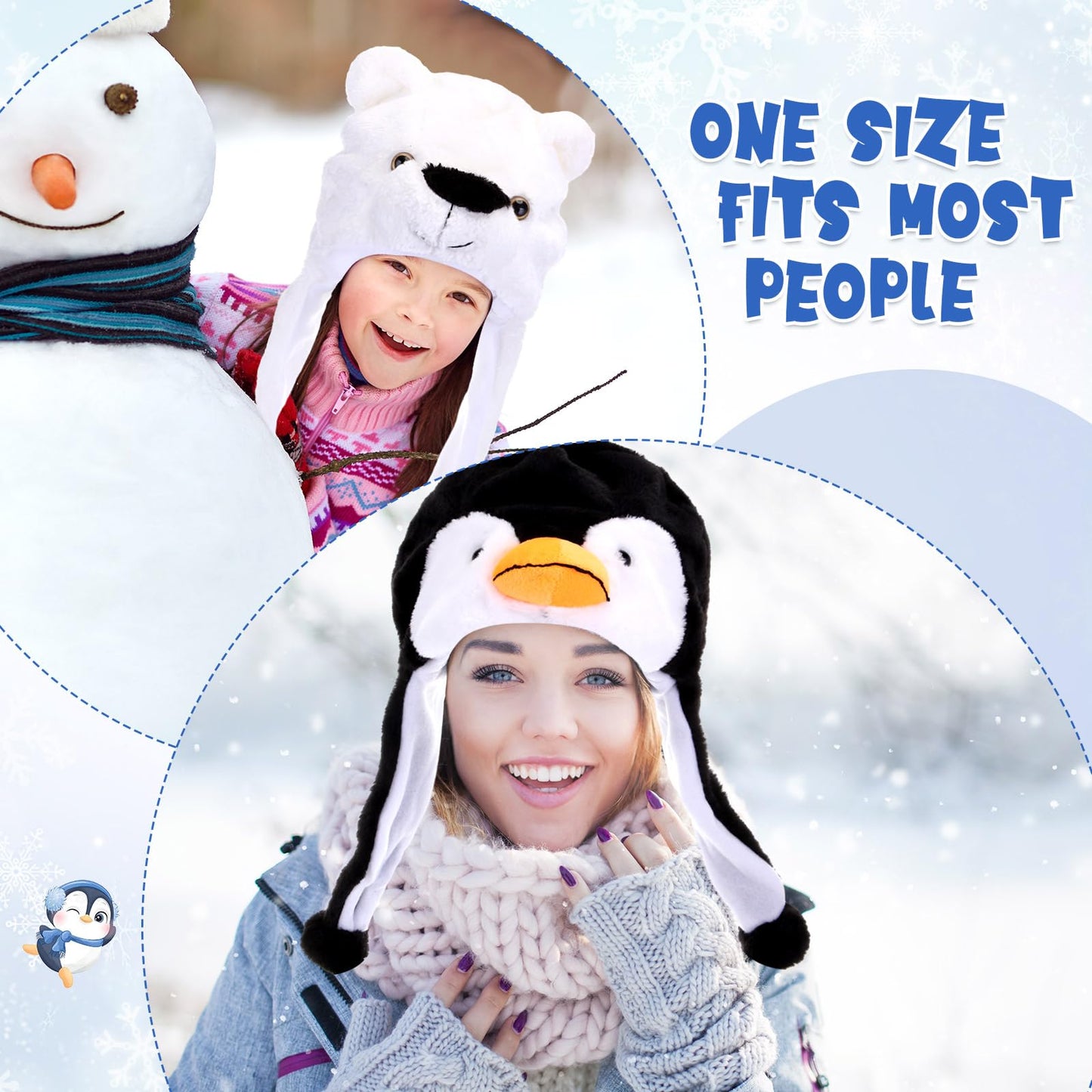 Toulite 4-Pcs Cute Plush Animal Hats – Funny Winter Hat Set