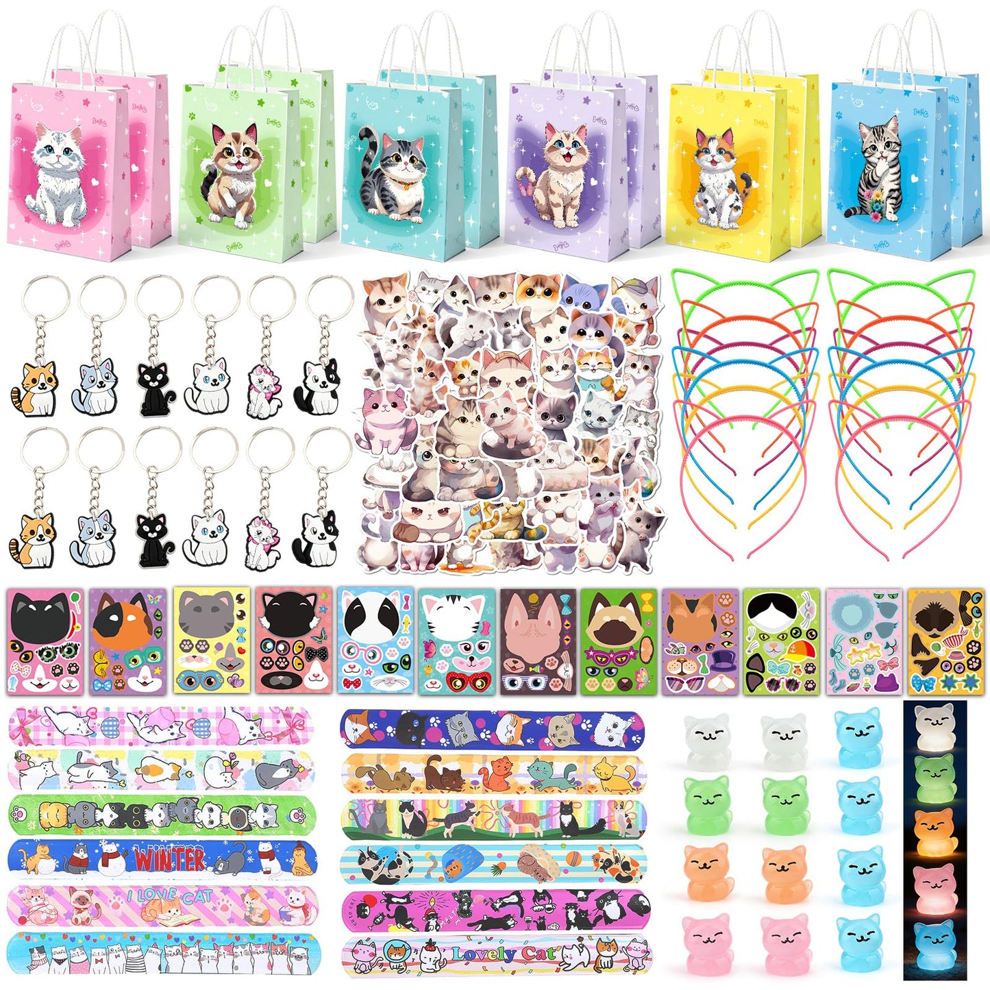 TOUPONS 122Pcs Cat Party Favors for Girls – Cat Themed Supplies
