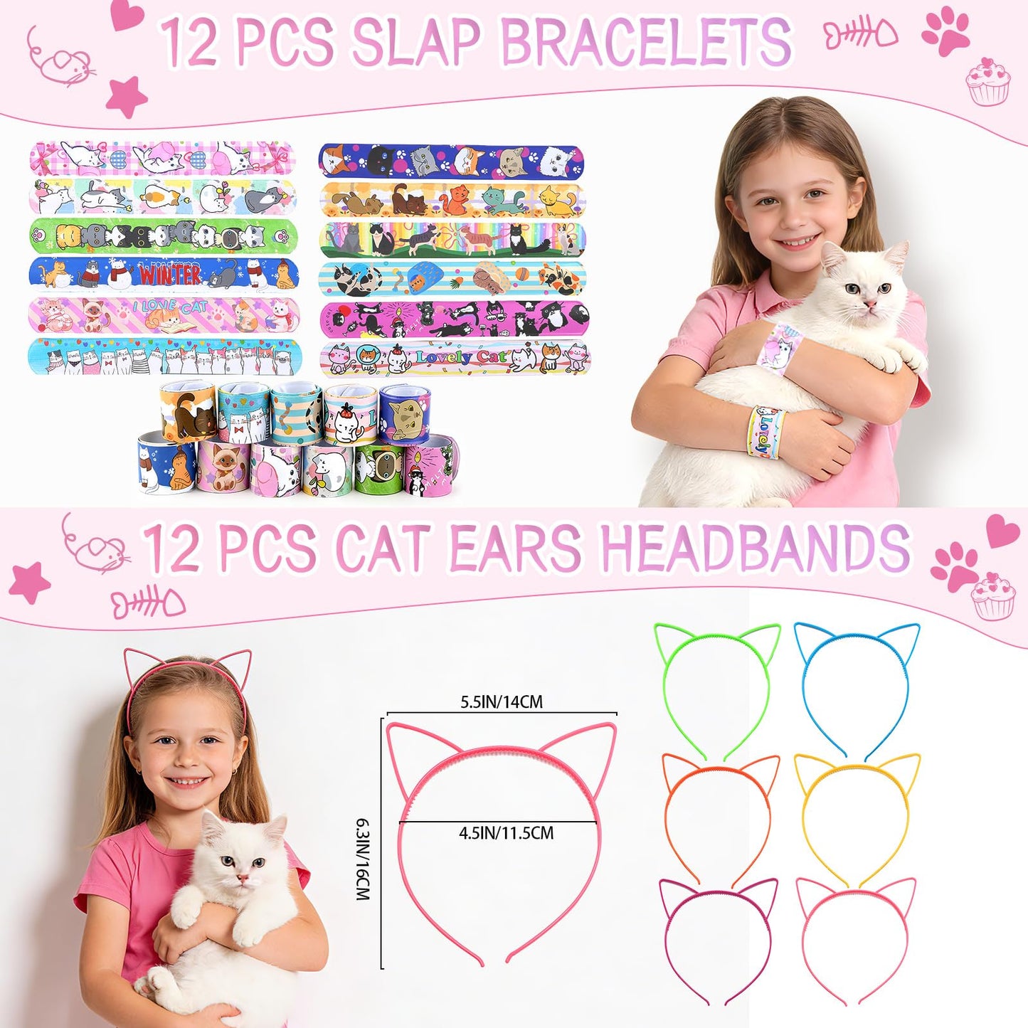 TOUPONS 122Pcs Cat Party Favors for Girls – Cat Themed Supplies