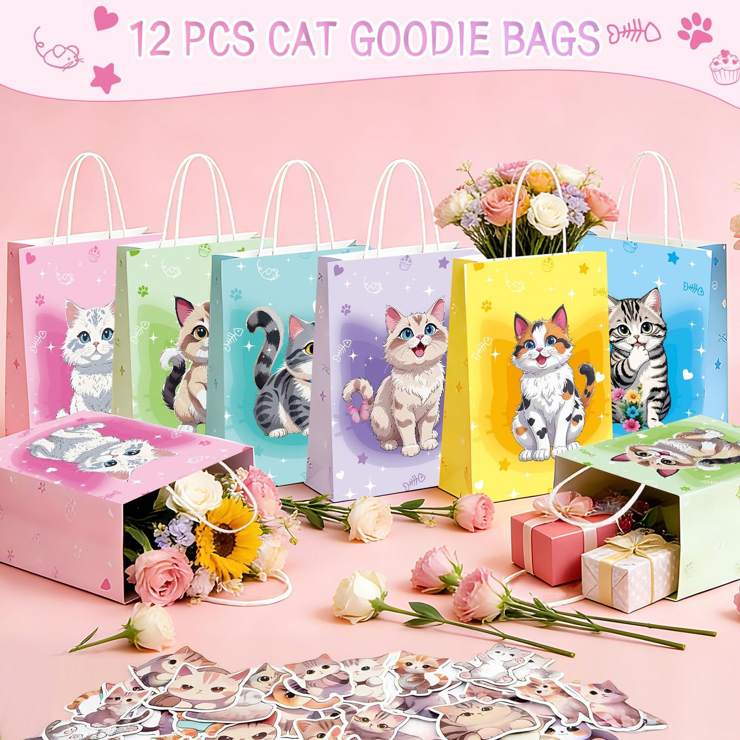 TOUPONS 122Pcs Cat Party Favors for Girls – Cat Themed Supplies