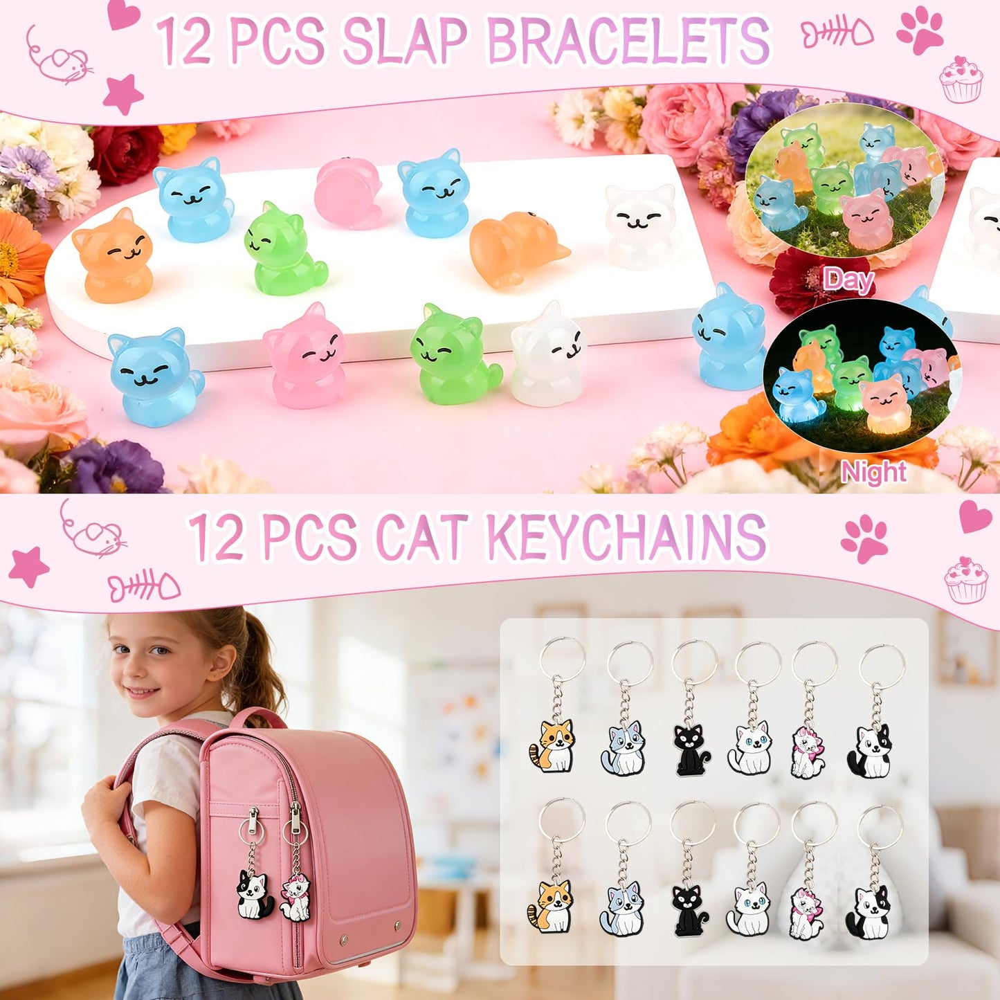 TOUPONS 122Pcs Cat Party Favors for Girls – Cat Themed Supplies