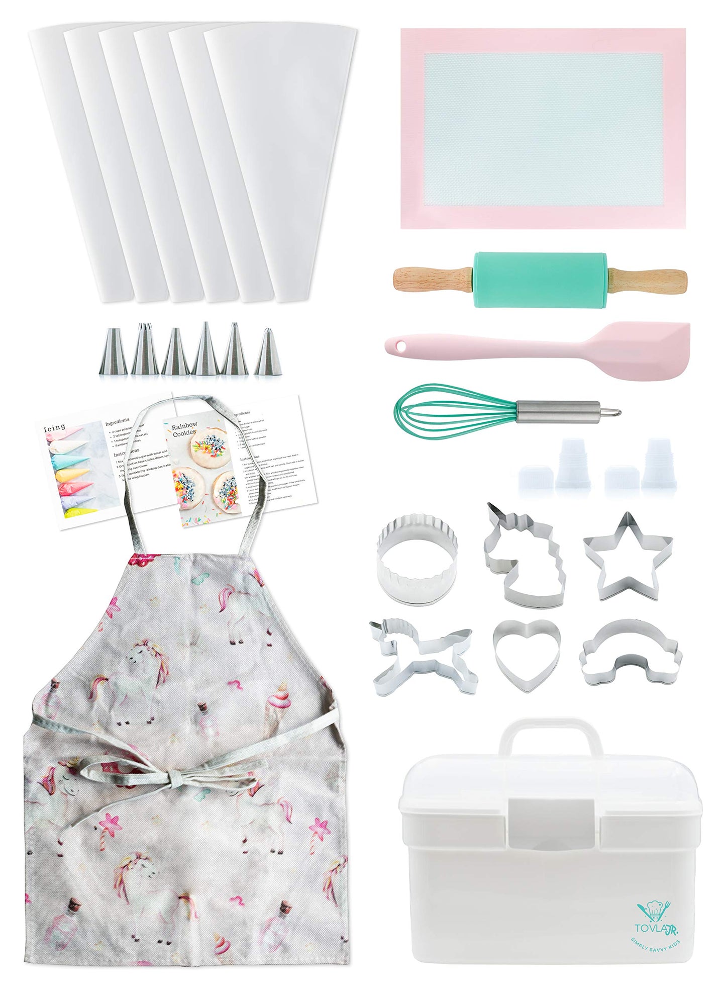 Tovla Jr. Kids Baking Gift Set with Storage Case – Unicorn Kitchen Kit for Cookies & Decorating