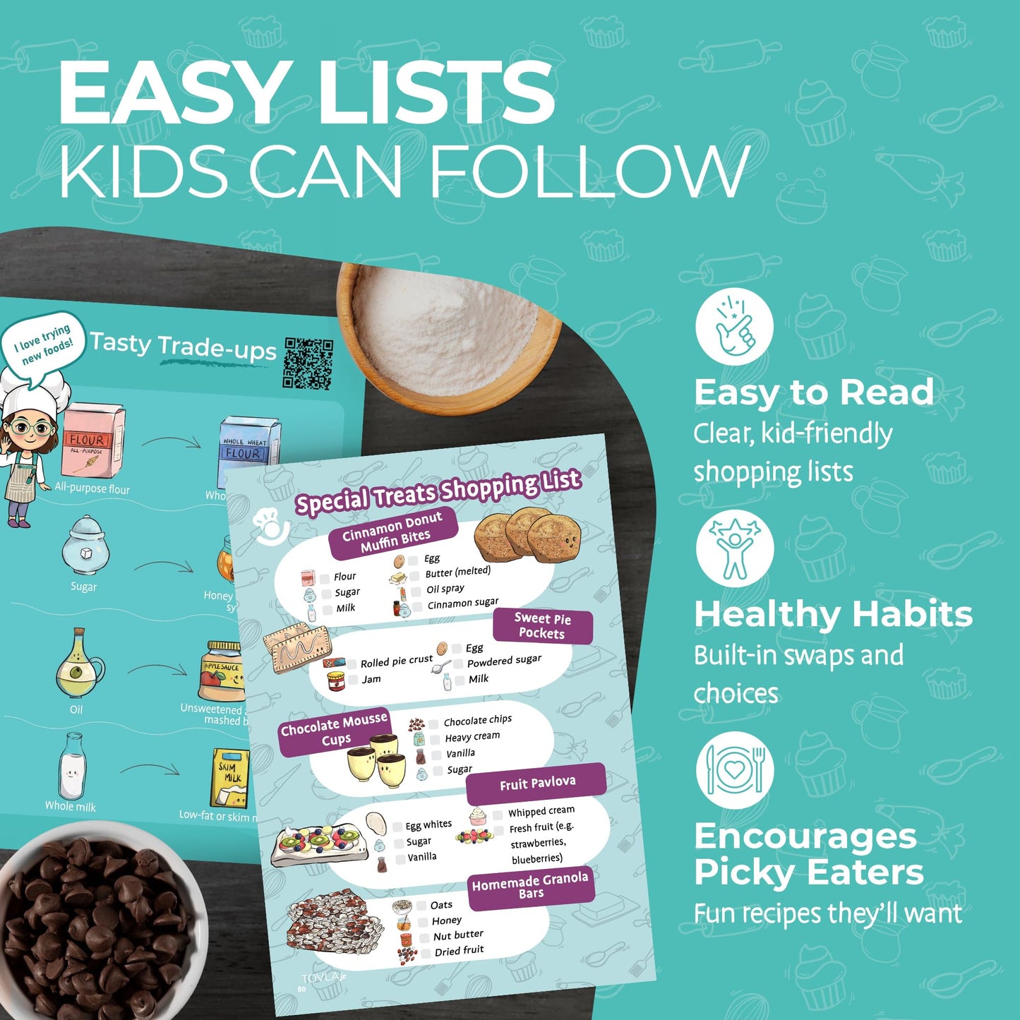 Tovla Jr My First Visual Cooking System for Kids 4 to 8 | 2 Book Set for Real Cooking & Baking