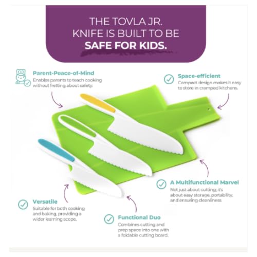 TOVLA JR. Toddler Montessori Kitchen Knife & Cutting Board Set | Safe Kid-Sized Tools for Real Cooking (Ages 4+)